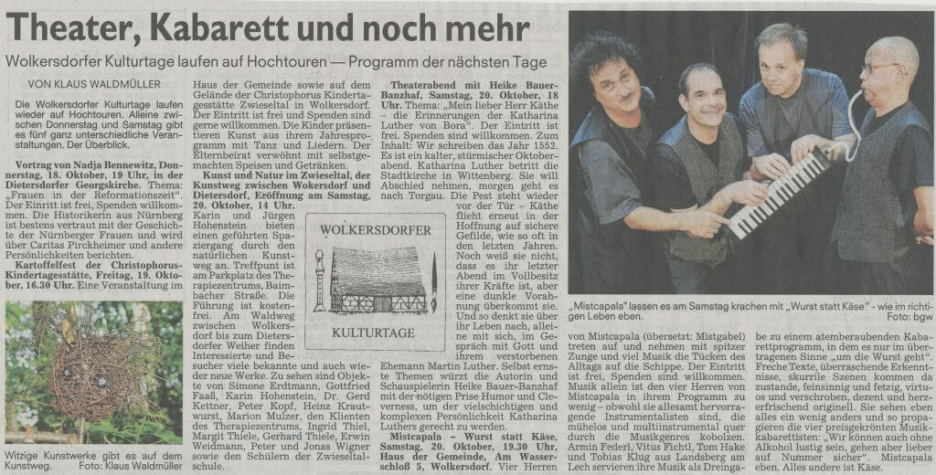 17.10.2018 Wolkersdorfer Kulturtage 2018 - Schwabacher Tagblatt