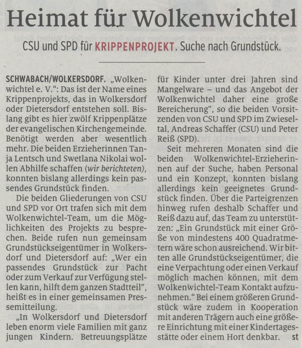 18.10.2019 - Heimat für Wolkenwichtel - Schwabacher Tagblatt